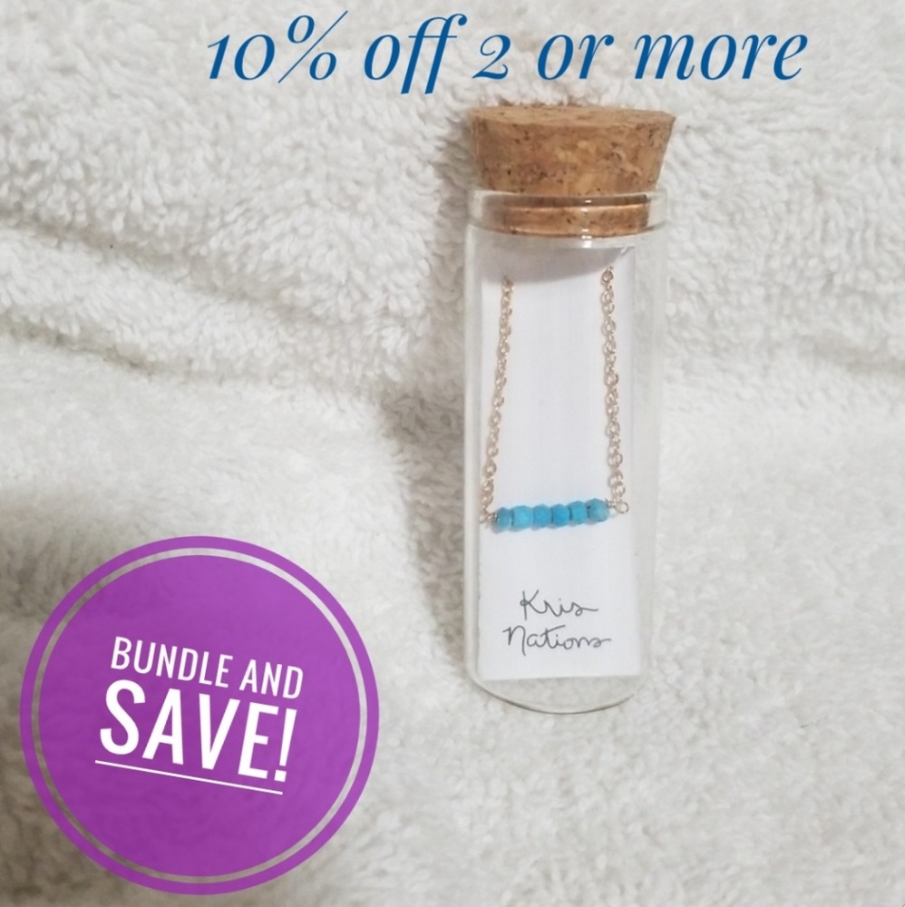 Kris Nations Mystic Bar necklace in Turquoise/Gold